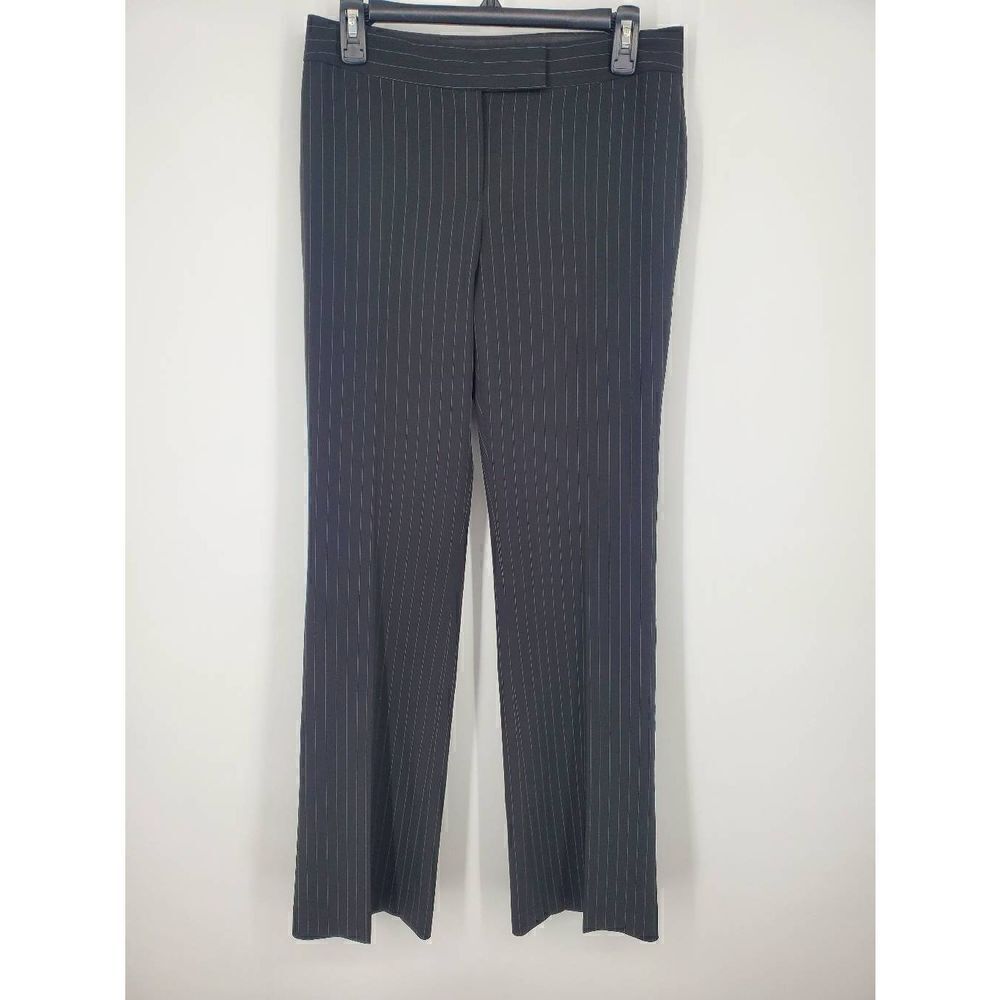 Tahari Women's Black Pinstripe Wide Leg Career Work‎ Pant Trousers Size 4